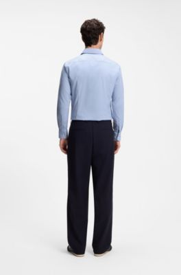 Slim-fit shirt in performance-stretch twill, Light Blue