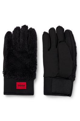 Hugo boss sale black leather gloves