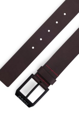Hugo Leather belt with matte-black logo-trim buckle klassiska skärp herr – bild 2