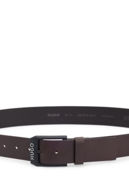 Hugo Leather belt with matte-black logo-trim buckle klassiska skärp herr – bild 3