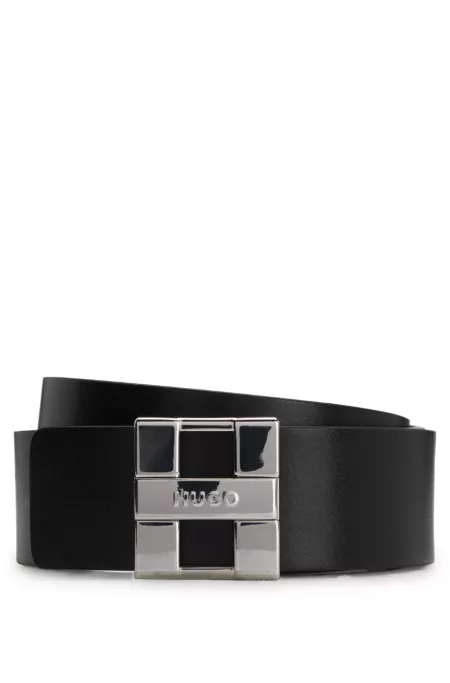Italian-leather reversible belt with logo buckle