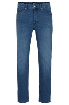 BOSS - Tapered-fit jeans in blue stretch denim