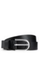 Leather belt with heart-shaped hardware trim, Black