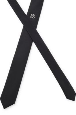 Hugo Jacquard-woven tie with metallic stacked-logo trim slipsar herr – bild 2