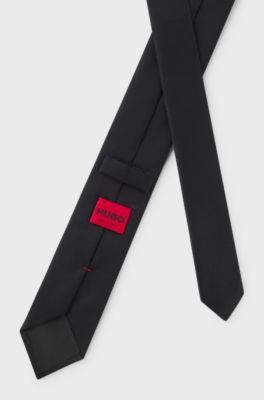 Corbata tejida en jacquard con ribete met&aacute;lico de logo de nueva temporada, Negro