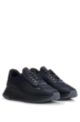 Sneakers in materiali misti con inserti in similpelle gommata, Blu scuro