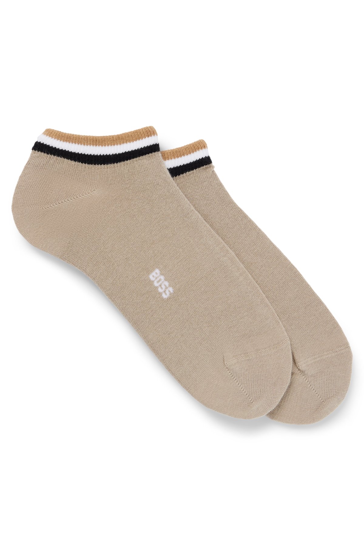 Two-pack of ankle-length socks with signature stripes, Beige