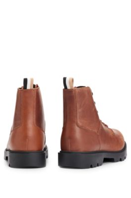 BOSS Half boots in pullup leather with embossed logo
