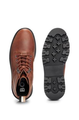 BOSS Half boots in pullup leather with embossed logo