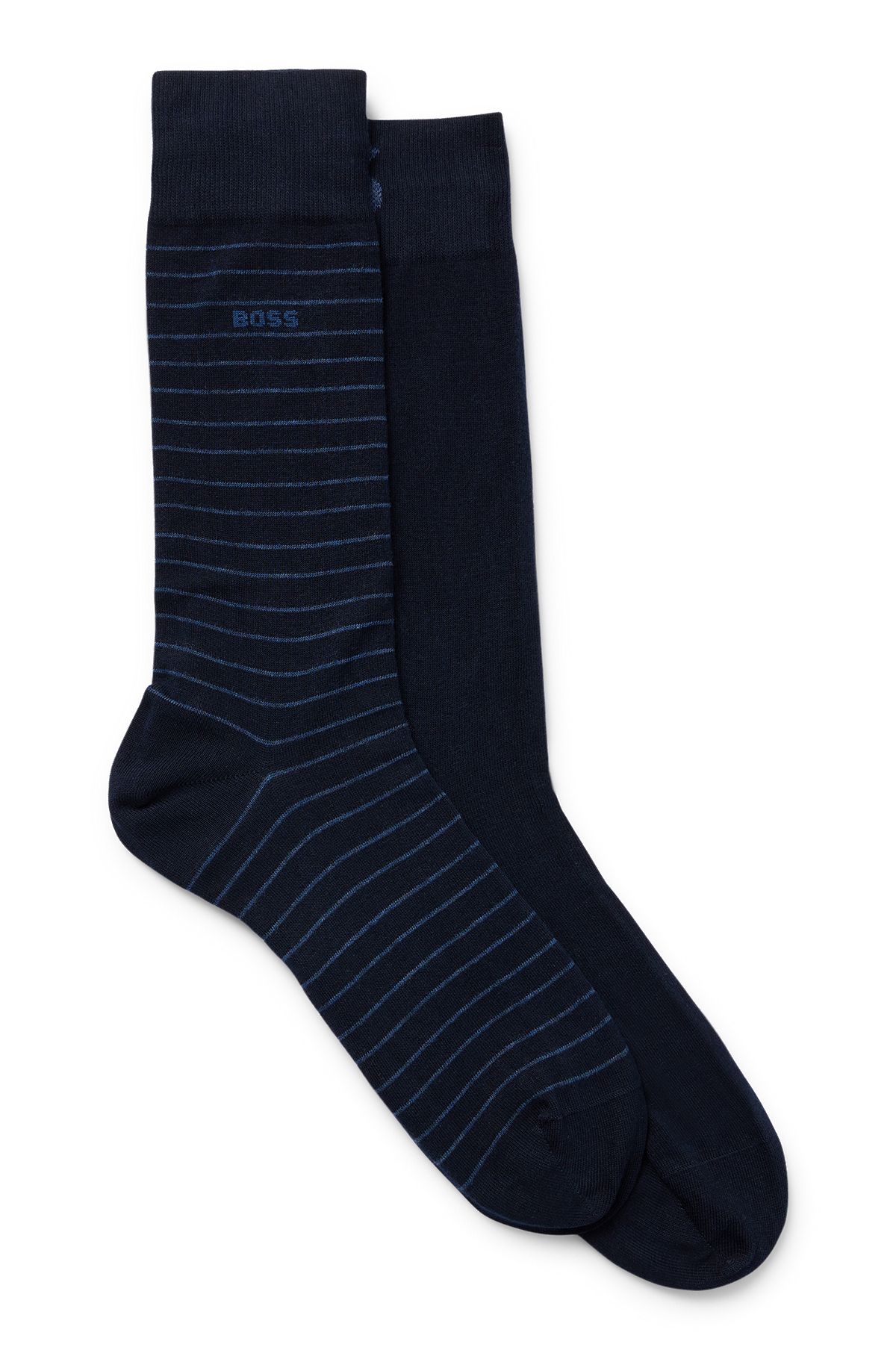 Mittelhohe Socken aus Stretch-Baumwolle im Zweier-Pack, Dunkelblau