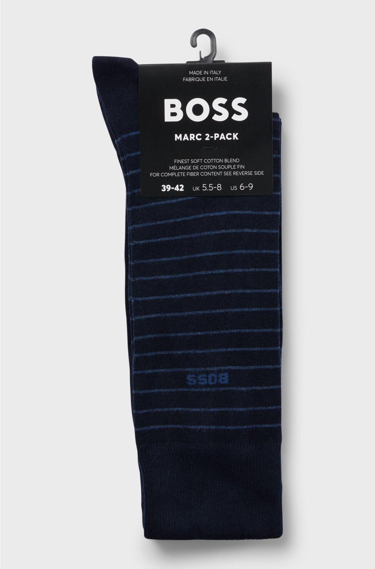 Two-pack of regular-length socks in stretch cotton, Dark Blue