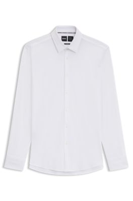 Slim-fit shirt in performance-stretch jersey, White