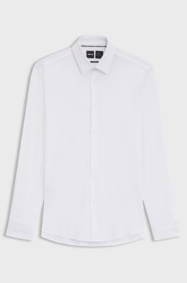 Slim-fit shirt in performance-stretch jersey, White