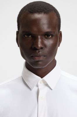 Slim-fit shirt in performance-stretch jersey, White