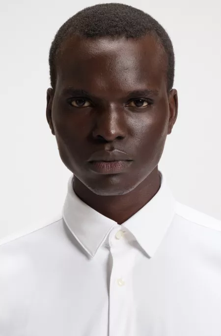 Slim-fit shirt in performance-stretch jersey