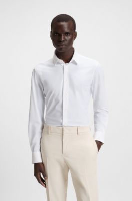 Slim-fit shirt in performance-stretch jersey, White