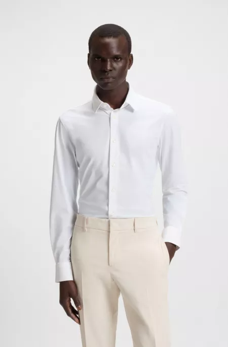 Slim-fit shirt in performance-stretch jersey