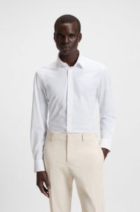 Chemise Slim en jersey stretch performant, Blanc