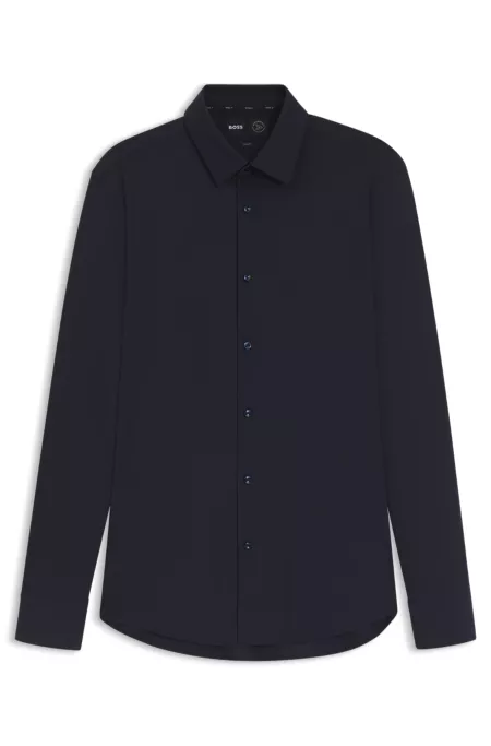 Slim-fit shirt in performance-stretch jersey
