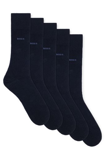 Mittelhohe Socken aus Baumwoll-Mix im Fünfer-Pack, Dunkelblau