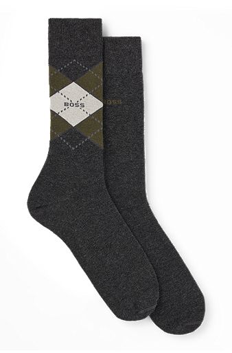 Two-pack of regular-length cotton-blend socks, Dark Grey