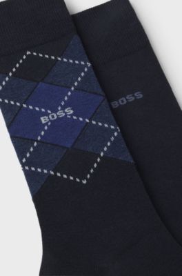 Two-pack of regular-length socks in a cotton blend, Dark Blue