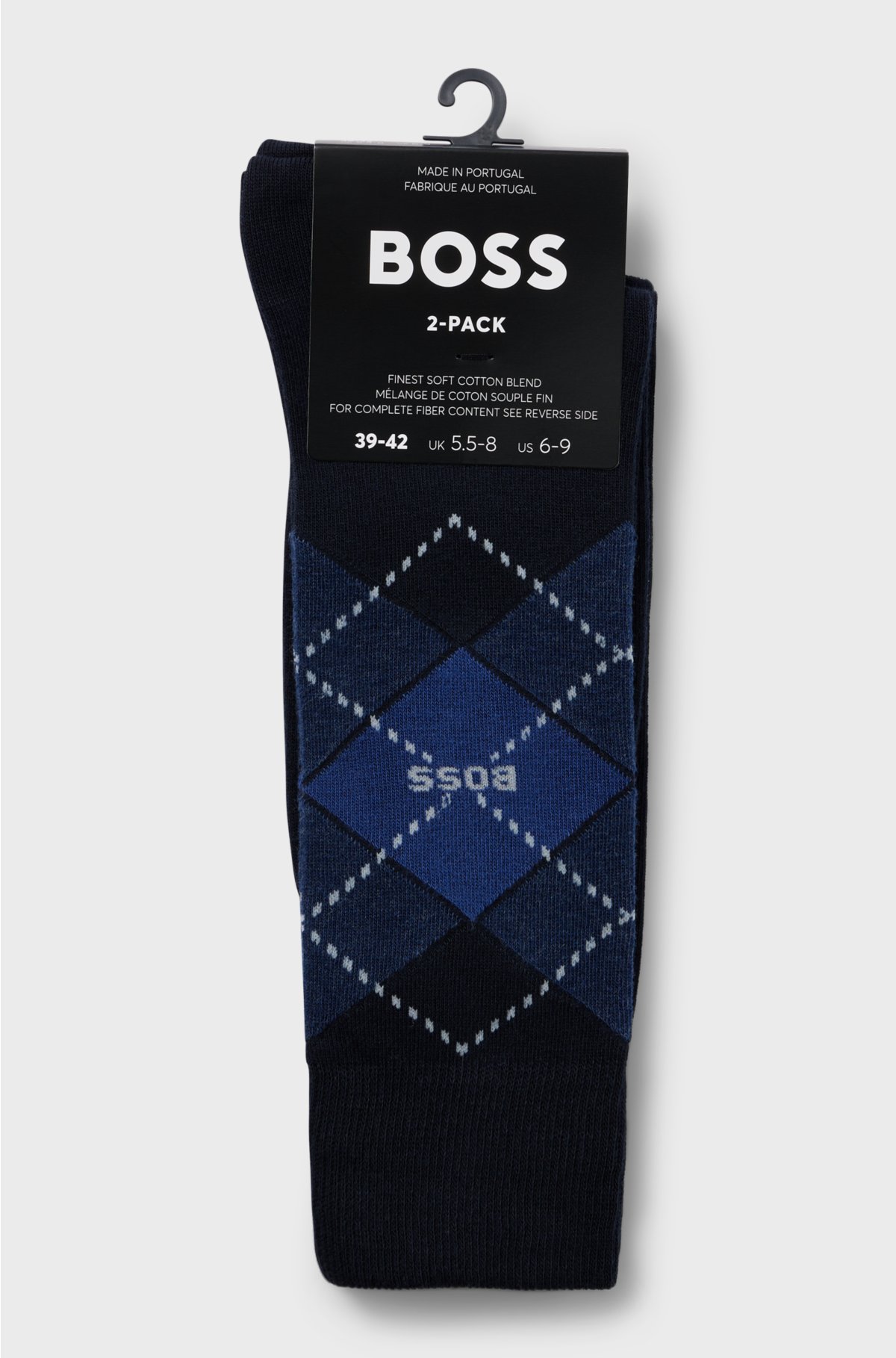 Two-pack of regular-length cotton-blend socks, Dark Blue