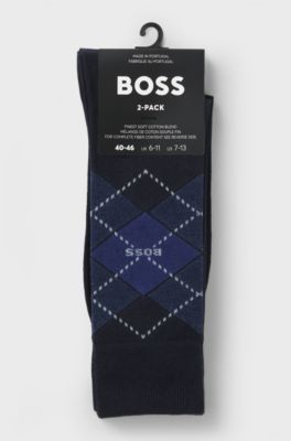 Two-pack of regular-length socks in a cotton blend, Dark Blue