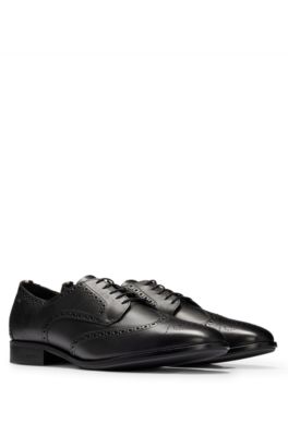 BOSS Derby shoes in leather with brogue details