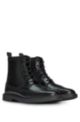 Half boots in brush-off leather with brogue detailing, Black