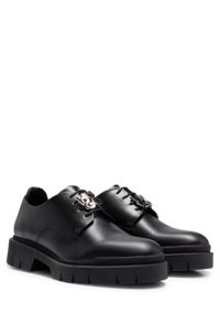 Leather Derby shoes with logo lace detail, Black