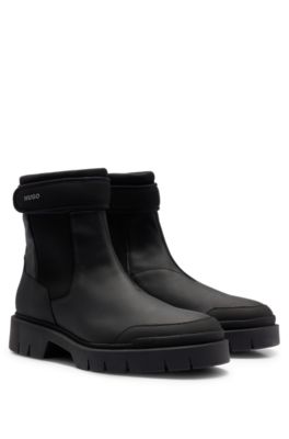 HUGO - Logo-strap Chelsea boots in rubberised leather