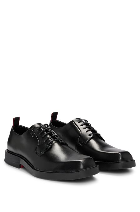 Nappa-leather Derby shoes with logo detail, Black