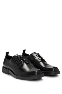 Nappa-leather Derby shoes with logo detail, Black