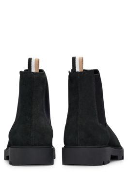 signature tape suede lace up boots