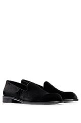 Italian-crafted loafers in velvet with padded insole, Black