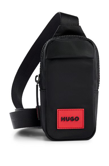 Mini sac à dos avec patch logo rouge, Noir