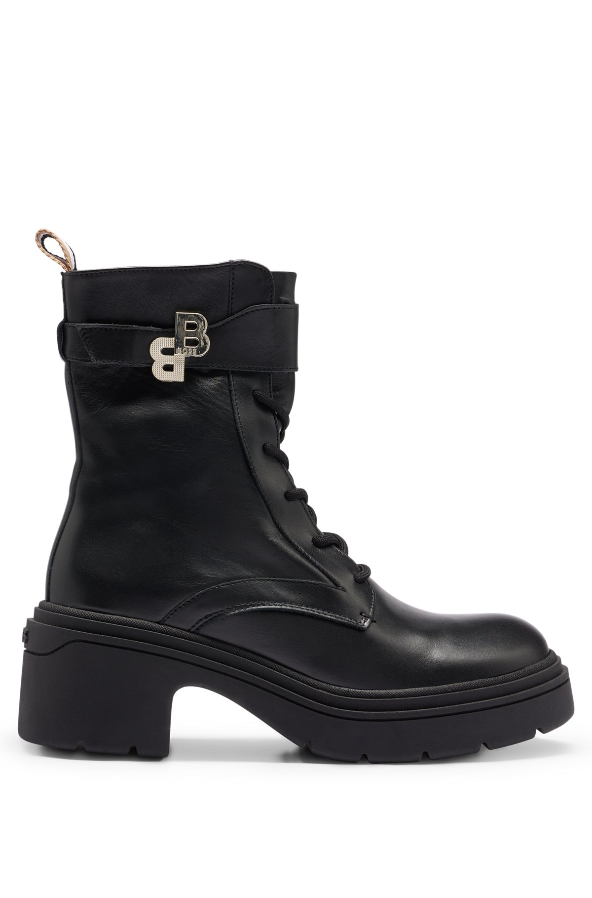 Leather boots with double-monogram detail, Black