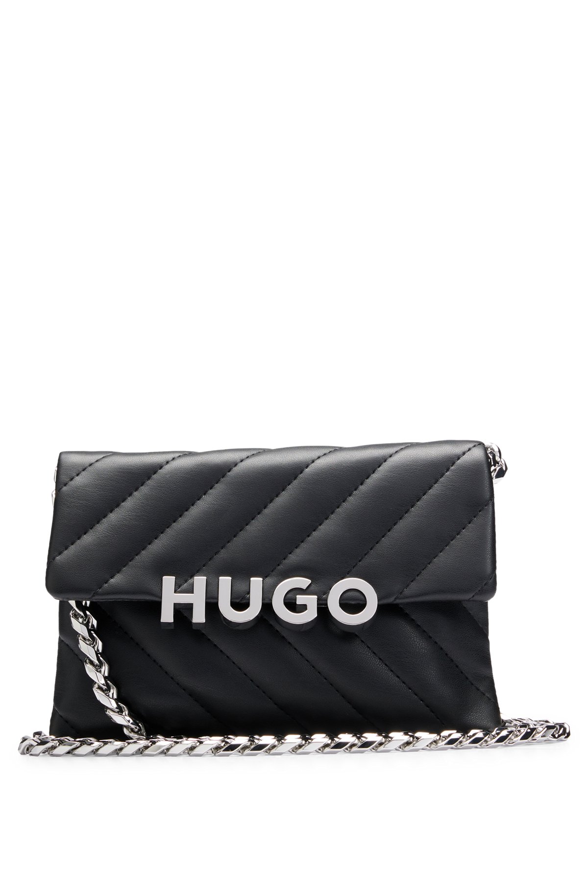 HUGO - Quilted clutch bag in synthetic coated fabric