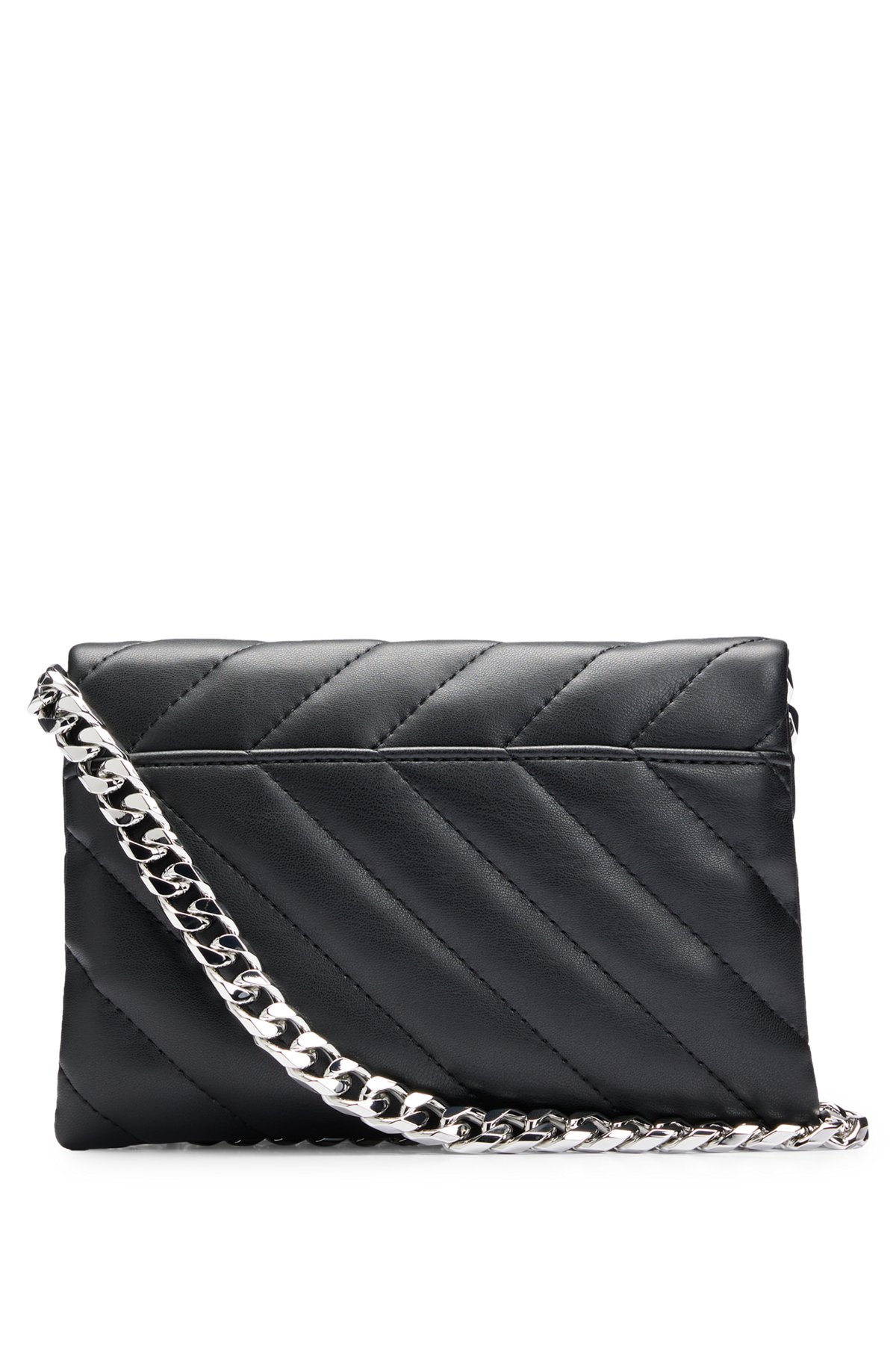 Quilted clutch bag in synthetic coated fabric, Black