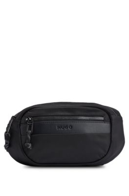 HUGO Logo embossed belt bag in mixed structures