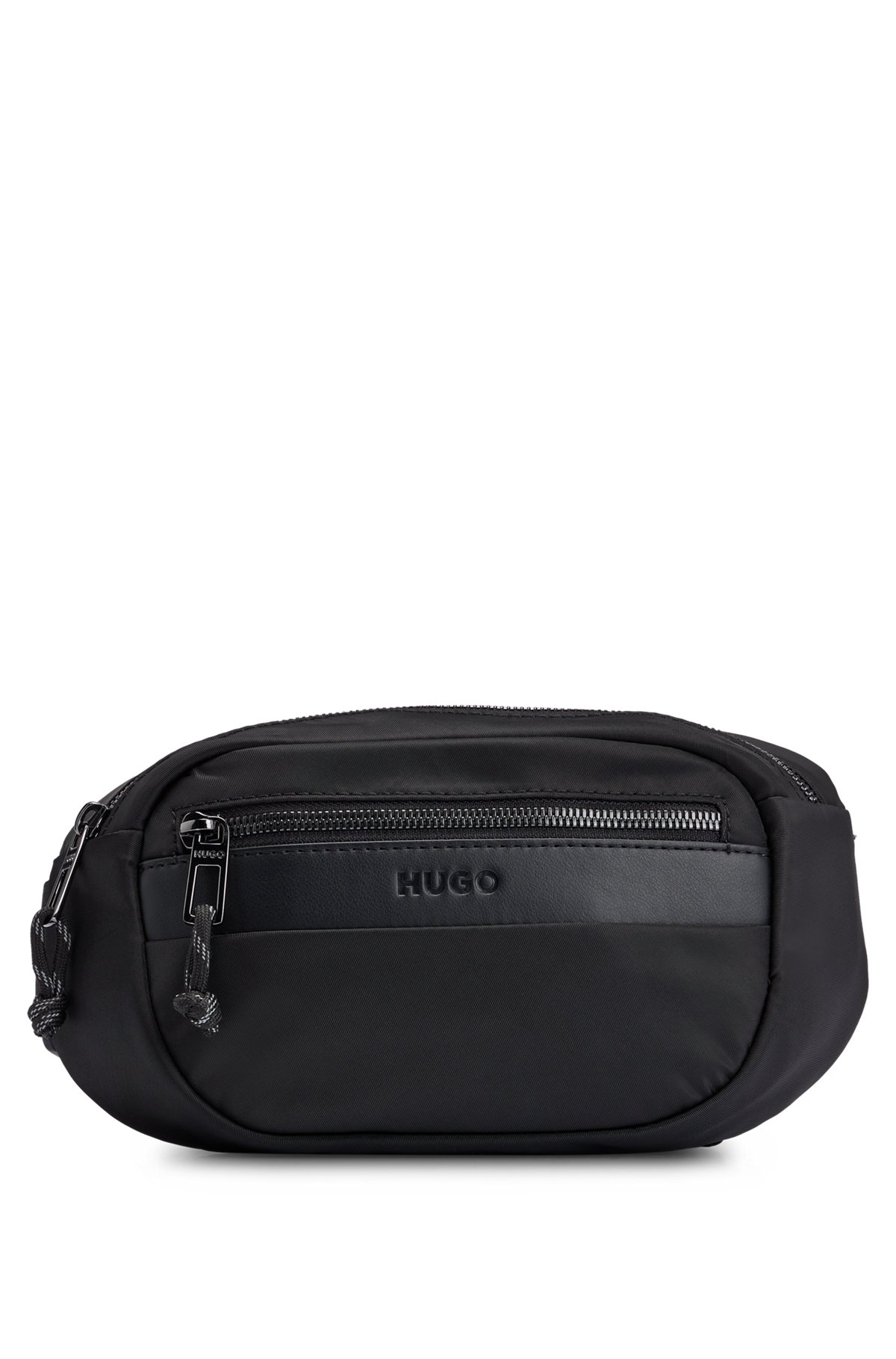 HUGO - Logo-embossed belt bag in mixed structures