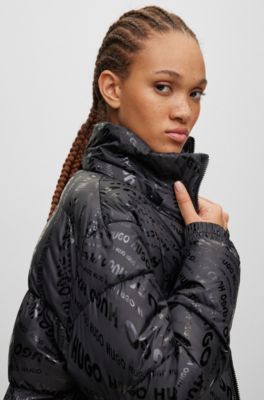BOSS logo-print padded jacket - Black