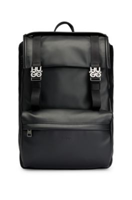 HUGO Flapclosure backpack with stackedlogo buckles
