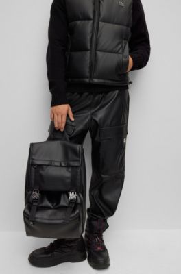 HUGO Flapclosure backpack with stackedlogo buckles