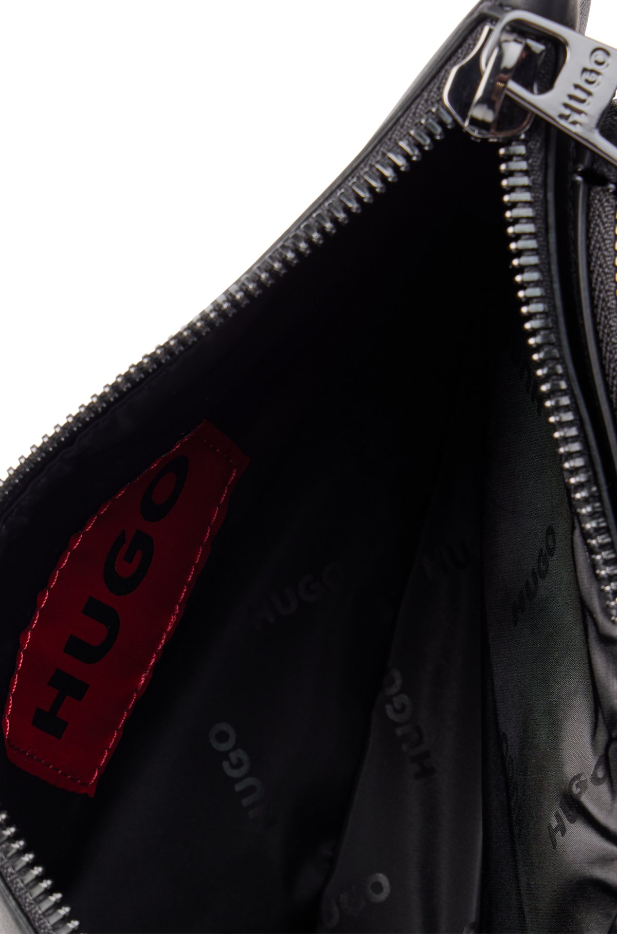 Belt bag with gunmetal logo lettering, Black