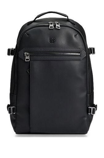 Backpack with gunmetal logo lettering, Black