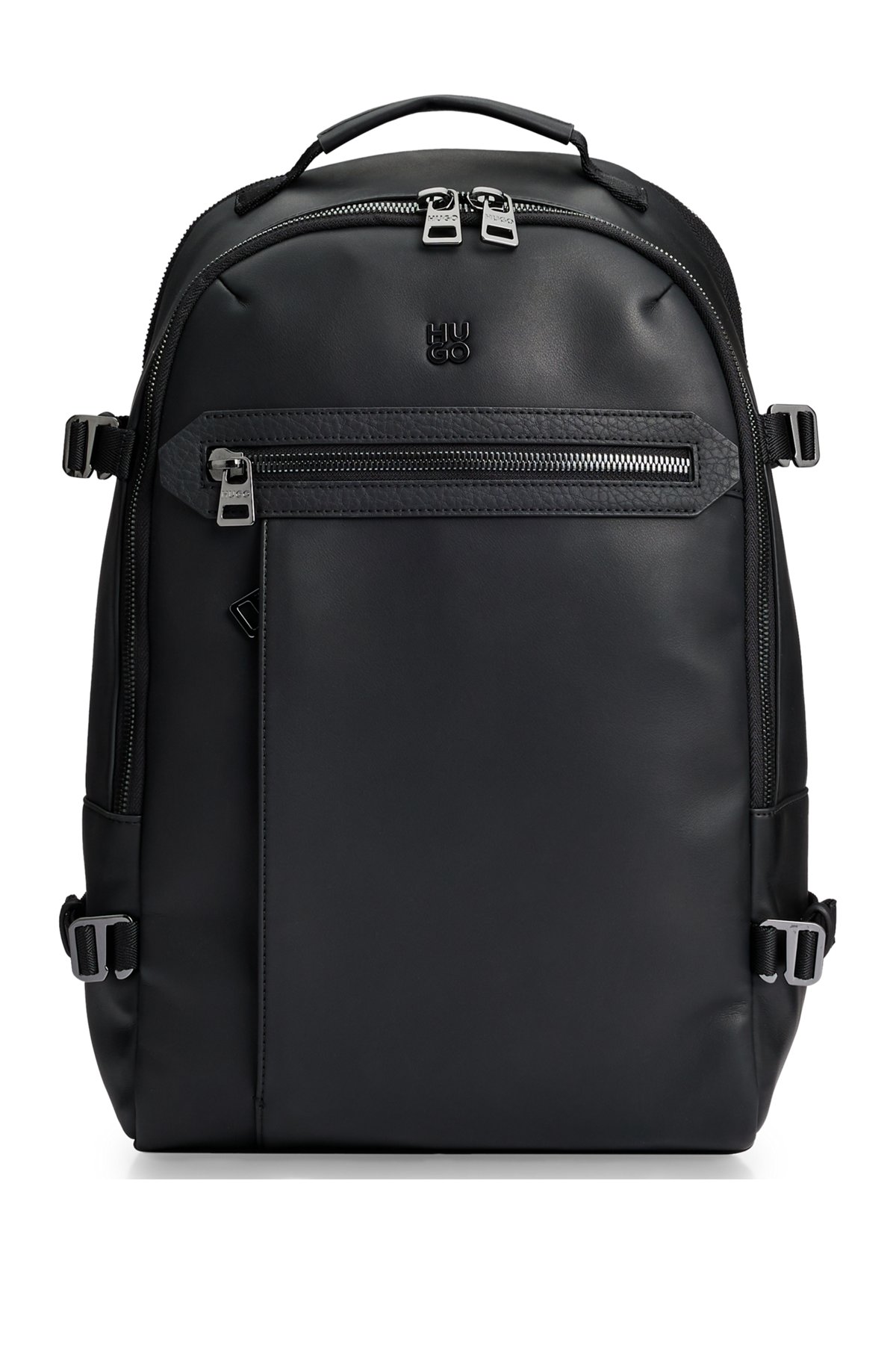 Backpack with gunmetal logo lettering, Black