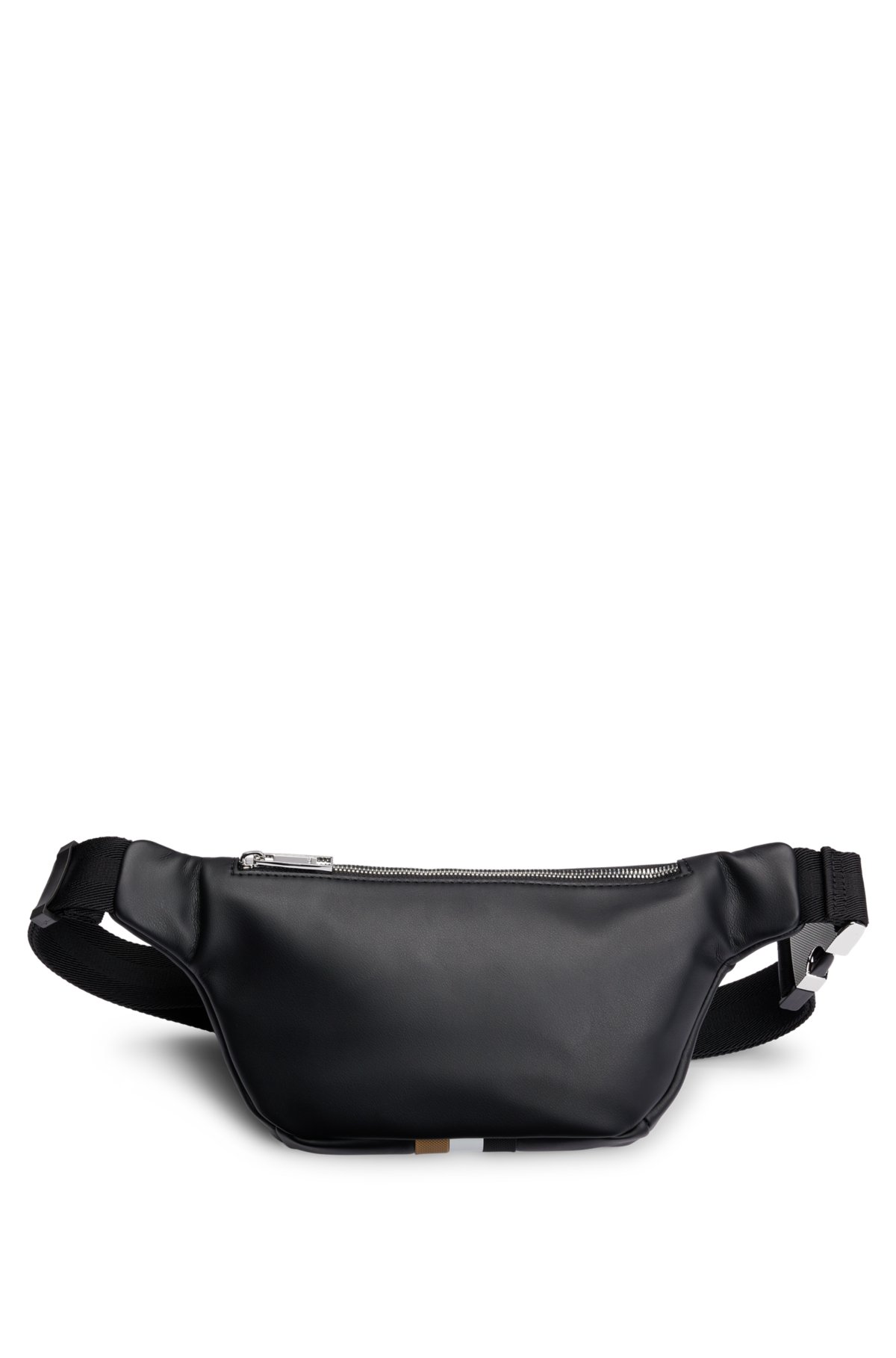 Black Leather Signature Stripe Bum Bag