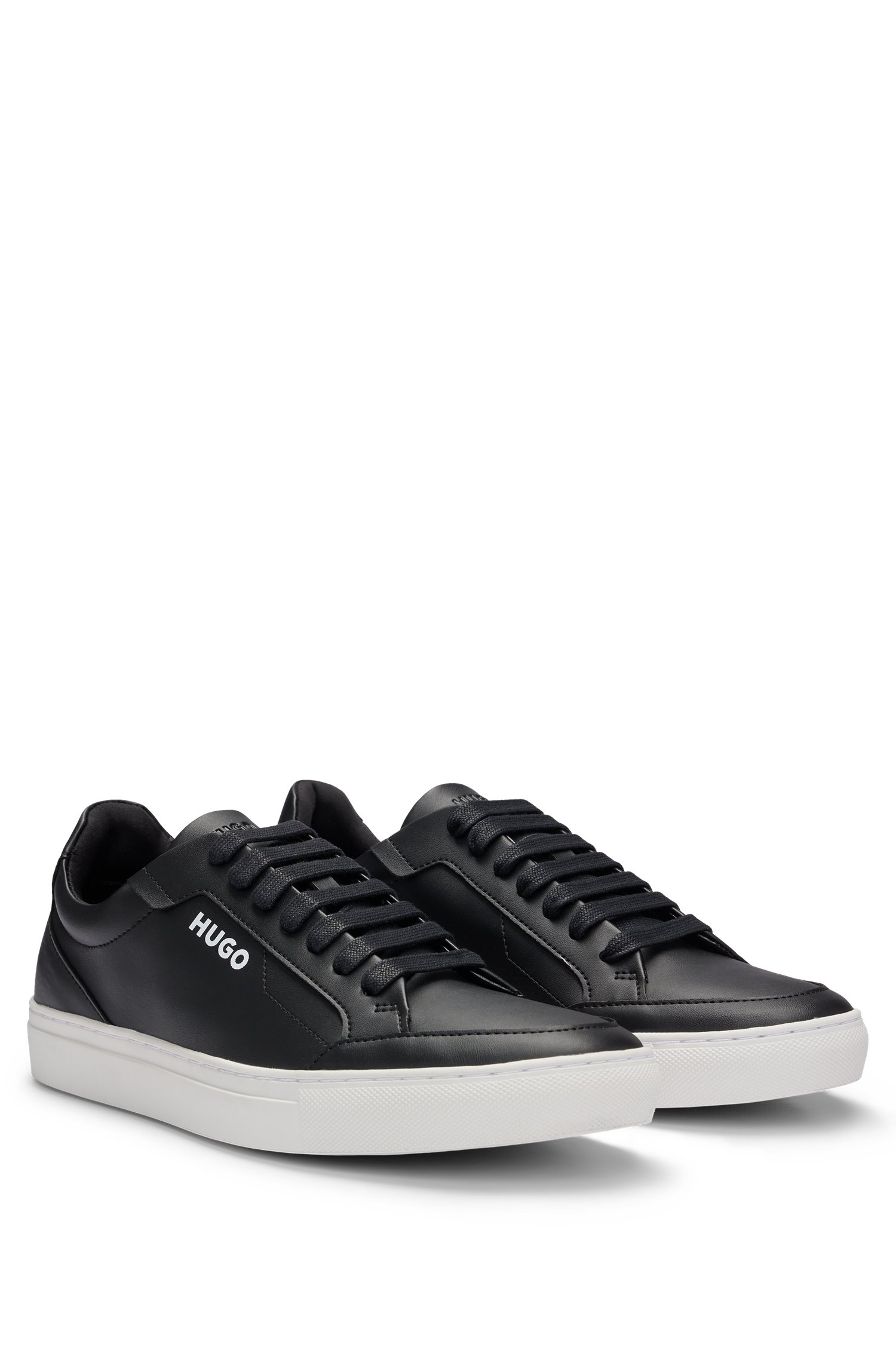 Hugo Faux-leather trainers with contrast logos sneakers herr